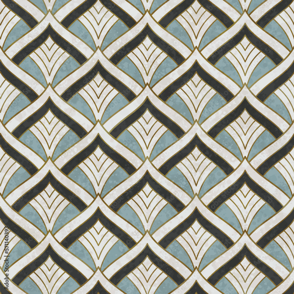 Artistic seamless pattern in art deco style with Asian tuch. Luxury ...