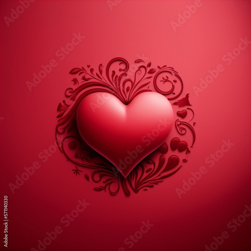 Illustration red love fantasy logo on a red background. Background and valentine concept.