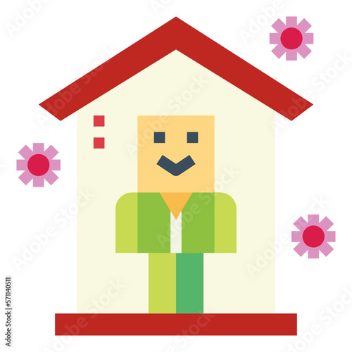 stay home flat icon style
