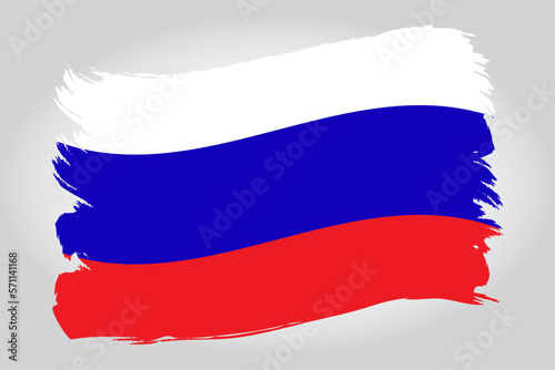 Russian flag paint brush strokes isolated on white background. Vector illustration