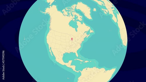 Zooming To Chicago Location On Stylish World Globe