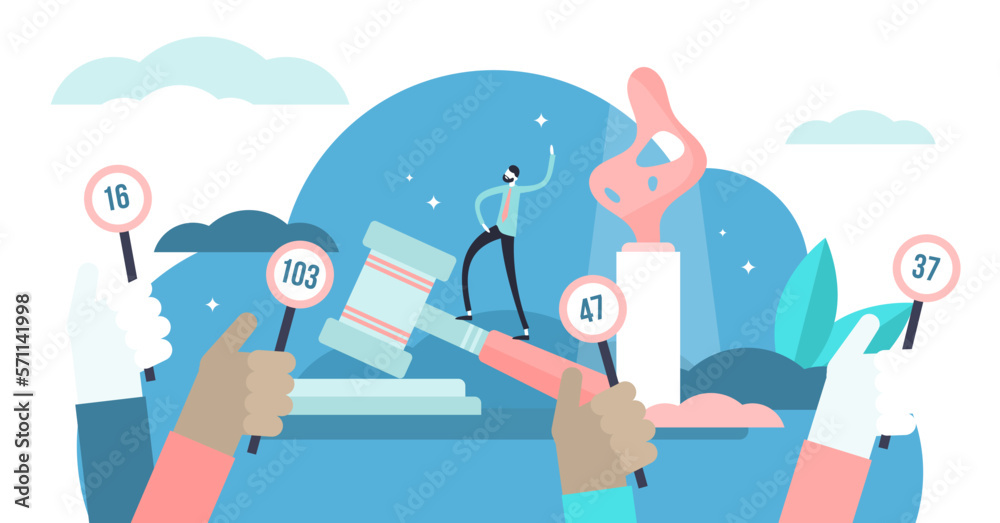 Auction illustration, transparent background. Flat tiny bid for product purchase persons concept. Legal form of selling products and estate for highest price. Auction illustration, transparent background. Flat tiny bid for product purchase persons concept. Legal form of selling products and estate for highest price.