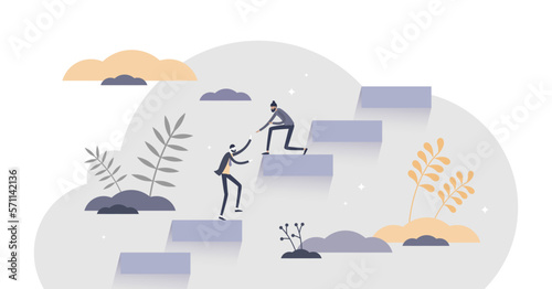 Cooperation with partnership and teamwork unity support tiny persons concept  transparent background. Business solution collaboration and assistance for common success illustration.