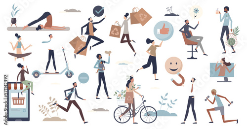 Modern people with urban and classy identity style tiny person collection set, transparent background.Elements with various lifestyles and individuality types illustration.