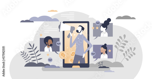 Refer friend suggestion marketing as attraction method tiny person concept, transparent background.Friendship usage for promotion and recommendation illustration.