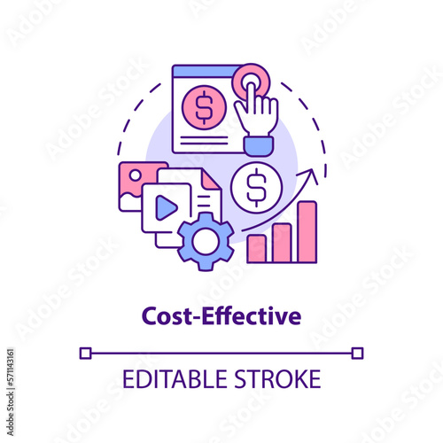 Wallpaper Mural Cost effective concept icon. Promotion online. Social media advertising benefit abstract idea thin line illustration. Isolated outline drawing. Editable stroke. Arial, Myriad Pro-Bold fonts used Torontodigital.ca