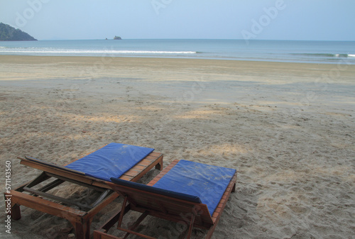two beach chairs, beautiful sea view, Koh Phayam, Thailand