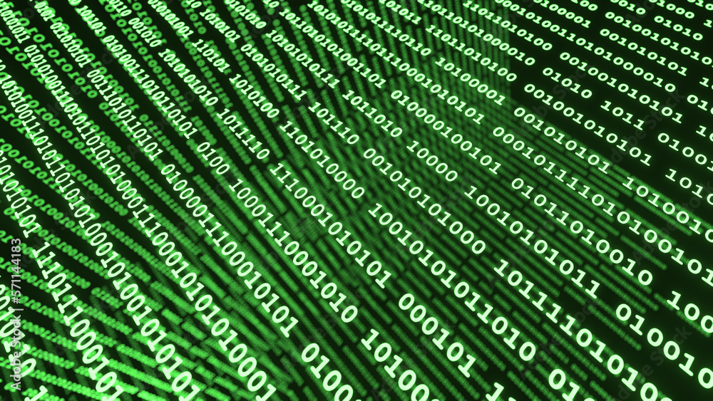 Binary system, succession of numbers 0 and 1. Representation of