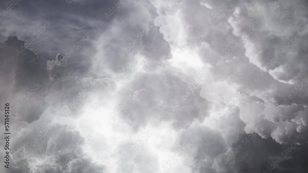 gray cloud storm animation and lightning strike.