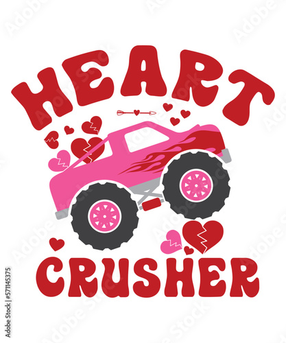 Heart Crusher, Happy valentine shirt print template, 14 February typography design