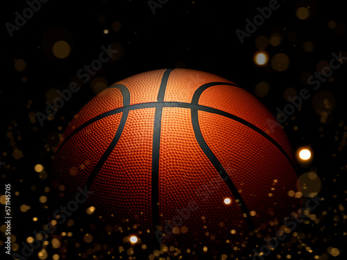 Basketball on black background with abstract lights © Retouch man