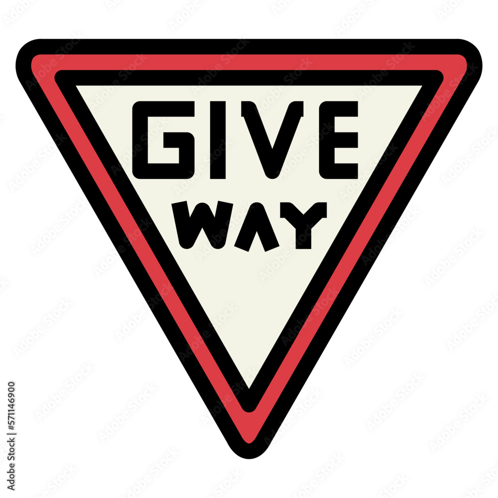 give way filled outline icon style give way filled outline icon style