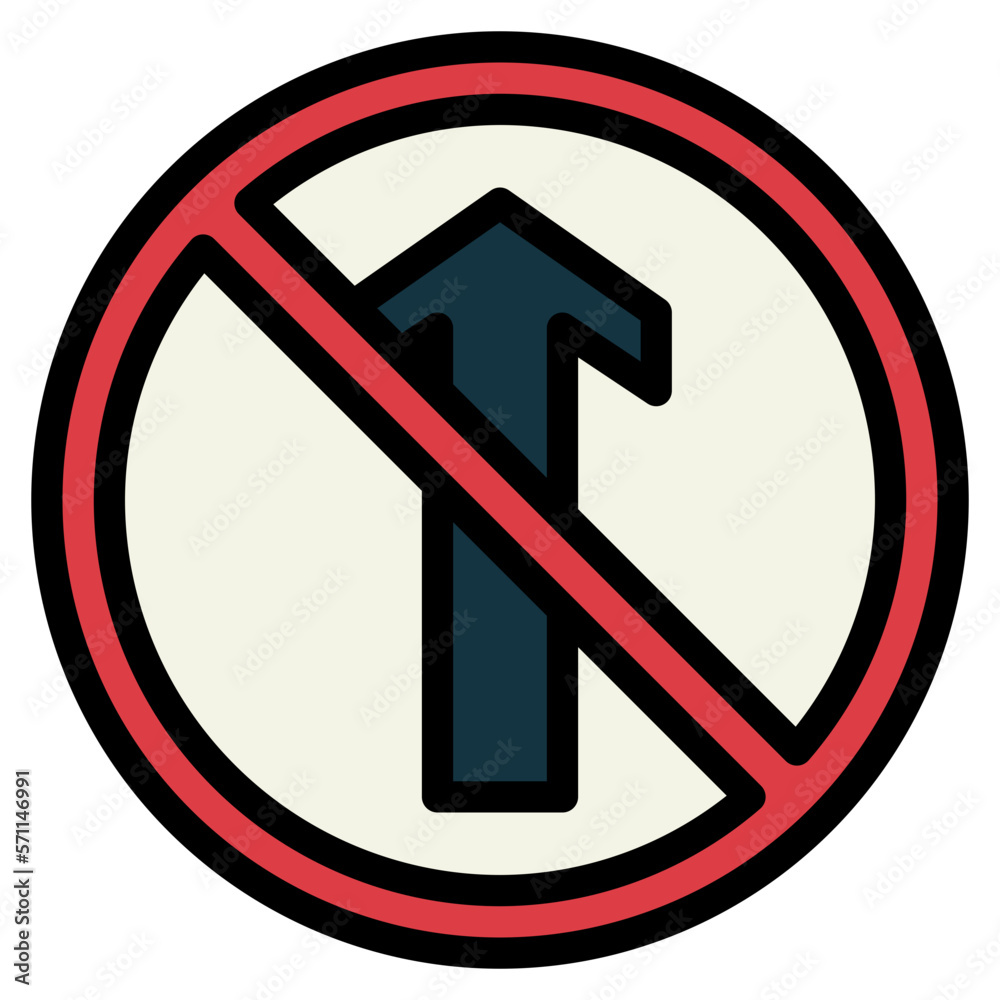 no straight ahead filled outline icon style no straight ahead filled outline icon style