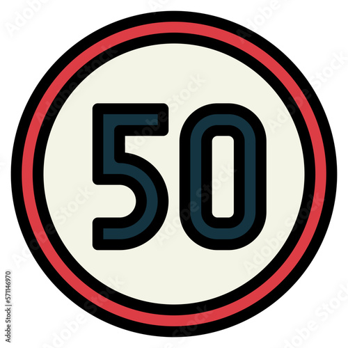 no overtaking filled outline icon style