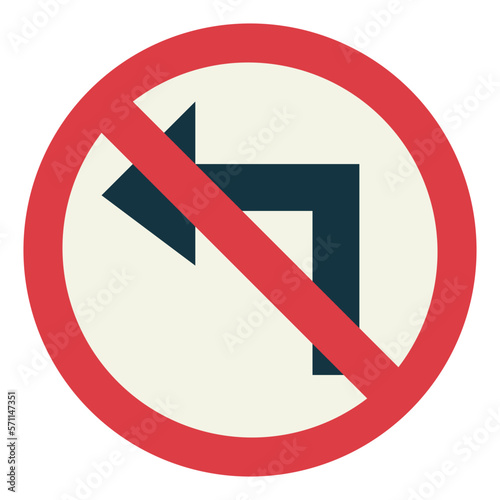 No left turn flat icon style