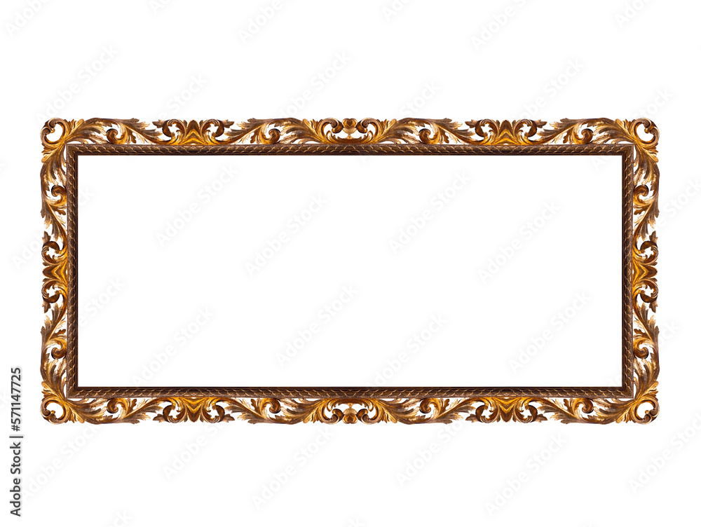 medieval golden frame isolated on white background