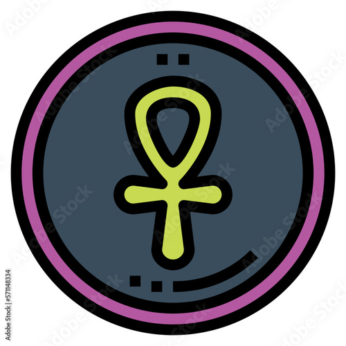 Ankh filled outline icon style