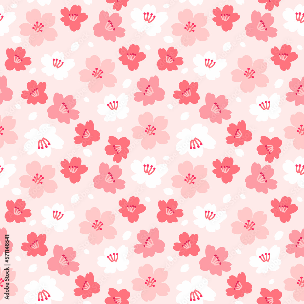 Sakura flower seamless pattern vector illustration. Cherry blossom flowers. Dusty pink theme