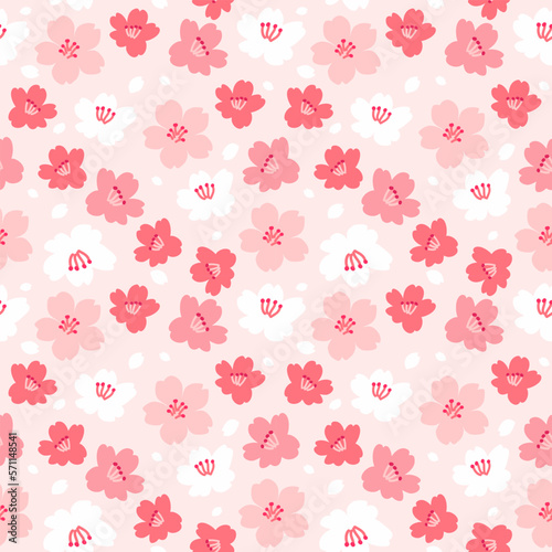 Sakura flower seamless pattern vector illustration. Cherry blossom flowers. Dusty pink theme