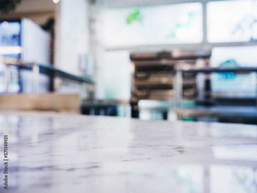 Table top kitchen interior blur background Product mock up