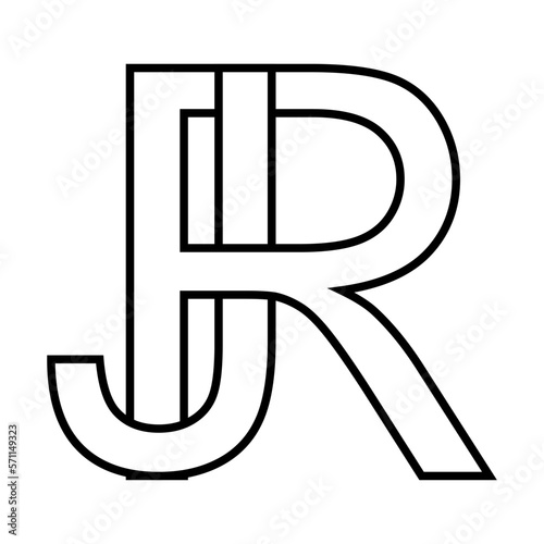 Logo sign rj jr icon double letters logotype r j