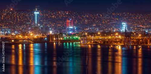 city skyline at night in izmir © HUSEYIN