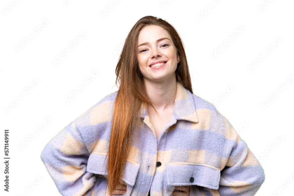 Young pretty woman over isolated chroma key background posing with arms at hip and smiling Young pretty woman over isolated chroma key background posing with arms at hip and smiling