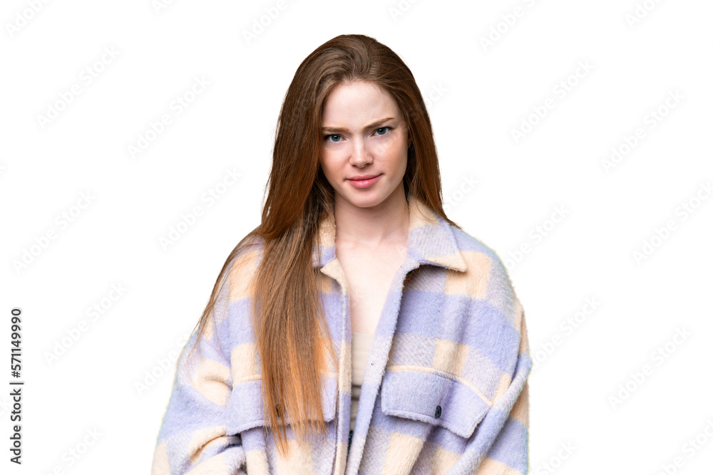Young pretty woman over isolated chroma key background with sad expression Young pretty woman over isolated chroma key background with sad expression