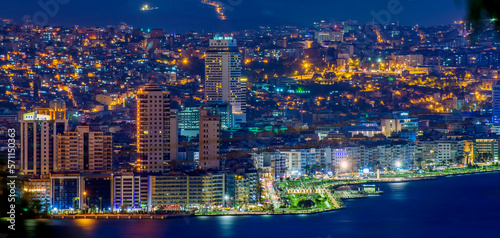 city skyline at night in izmir © HUSEYIN