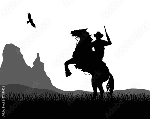 cowboy with cows silhouette scene