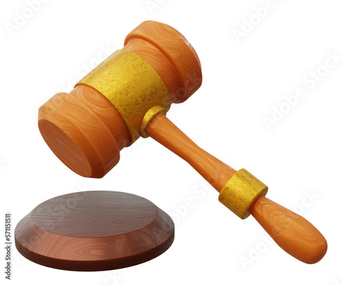 Canvas Print 3D icon of wooden gavel isolated on white