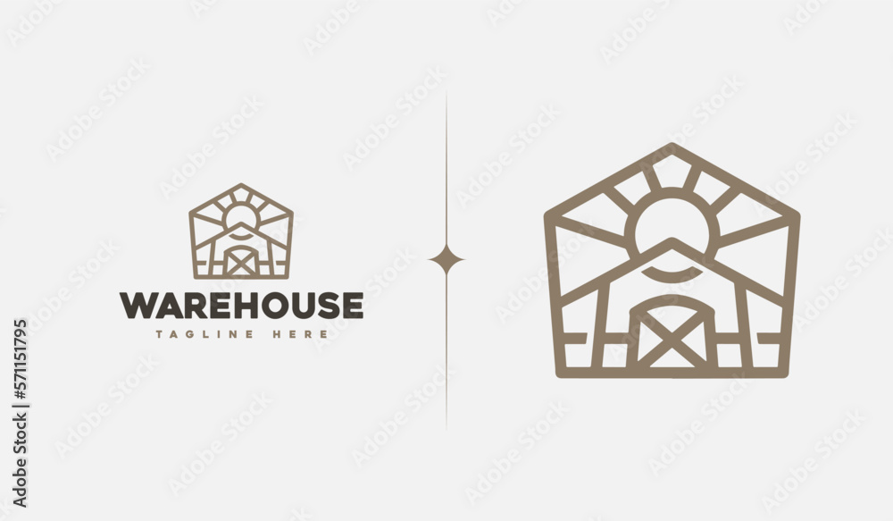 Fototapeta premium Warehouse monoline. Universal creative premium symbol. Vector sign icon logo template. Vector illustration