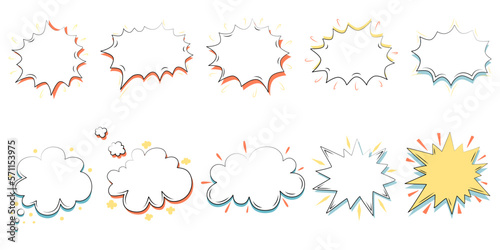 Vector set of comic bubbles design on white background for card design, speech bubble, paper embellishment, digital print, scrapbook, teacher element, student, education and more.