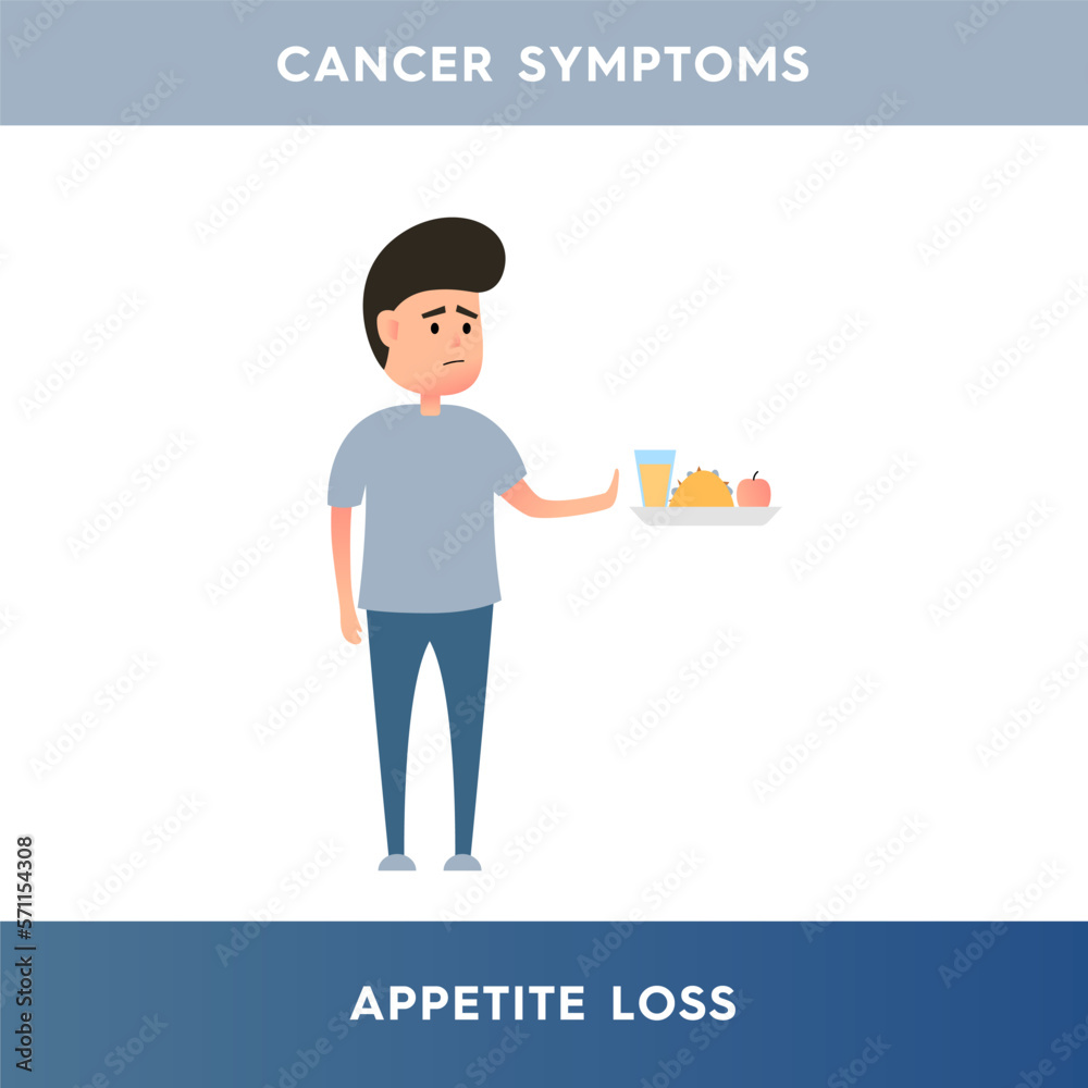 Vector illustration of a man who refuses to eat. The person does not