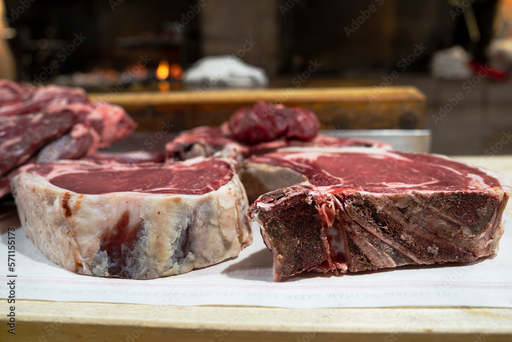 Display of Rubia Gallega dry aged steak