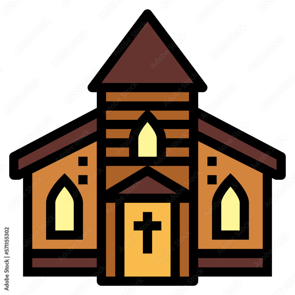 church filled outline icon style