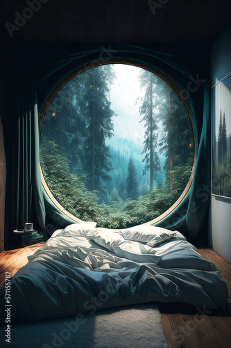 Bedroom With Forest View, ai
