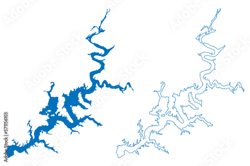 Grand Lake o' the Cherokees Reservoir (United States of America, North America, us, usa, Oklahoma) map vector illustration, scribble sketch Grand Lake o the Cherokees or Pensacola Dam map