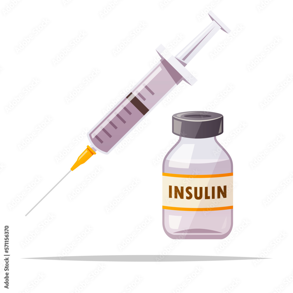 Insulin vial and syringe vector isolated illustration Stock Vector