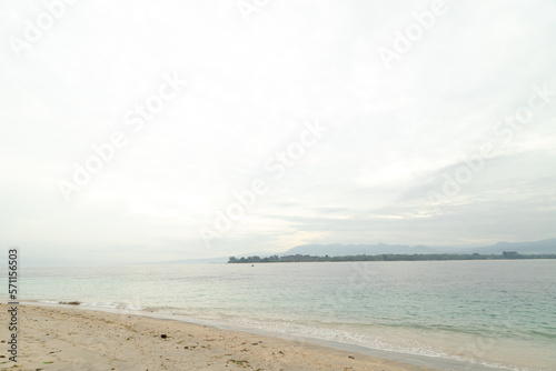 Lombok and Gili Air islands, overcast, cloudy day, sky and sea. Sunny day, sand beach. © zgurski1980