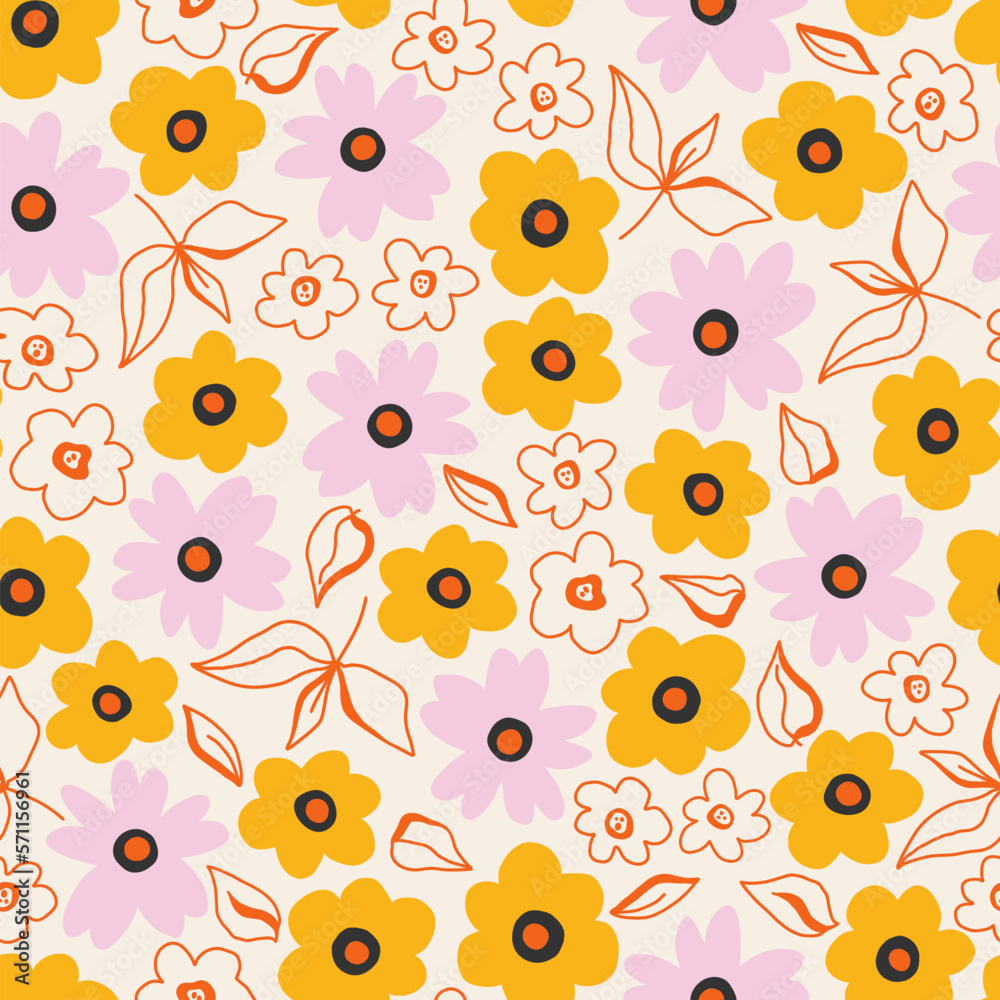Background with hand drawn flowers