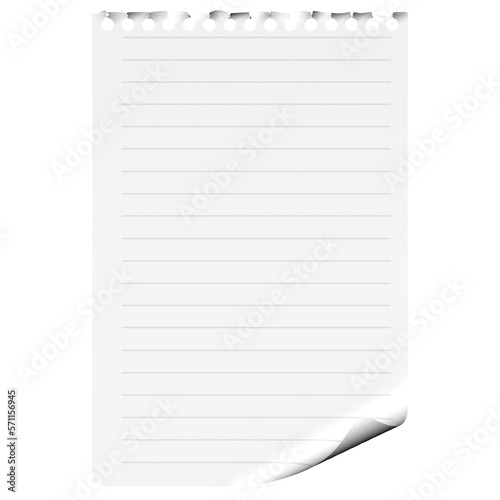 Foglio blocco note per testo. PNG con sfondo trasparente.
