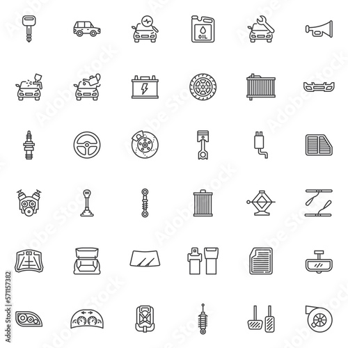 Car service line icons set