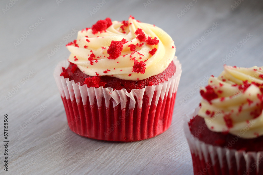 Red velvet cupcake with icing