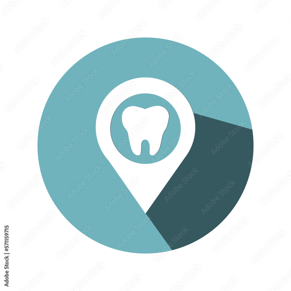 Dental location,flat icons in circles with long shadows vector illustration Dental location,flat icons in circles with long shadows vector illustration