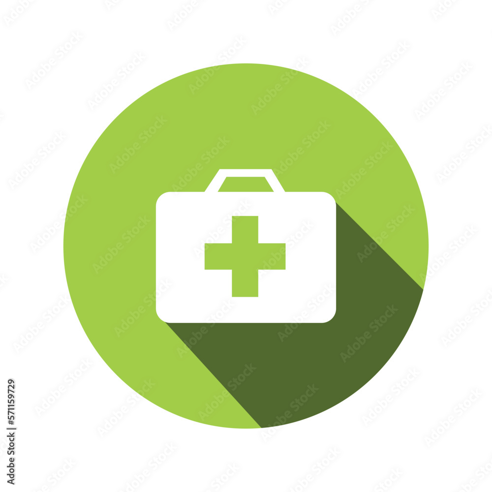 Doctor's bag, dentist's suitcase,flat icons in circles with long shadows vector illustration Doctor's bag, dentist's suitcase,flat icons in circles with long shadows vector illustration