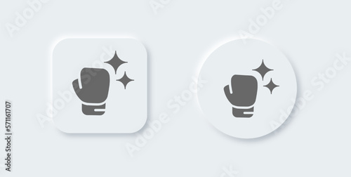 Boxing glove solid icon in neomorphic design style. Fight signs vector illustration.