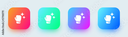 Boxing glove solid icon in square gradient colors. Fight signs vector illustration.