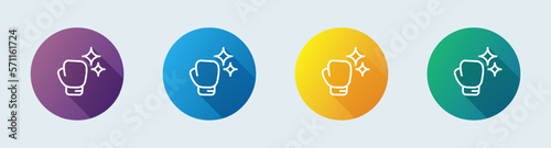 Boxing glove line icon in flat design style. Fight signs vector illustration.
