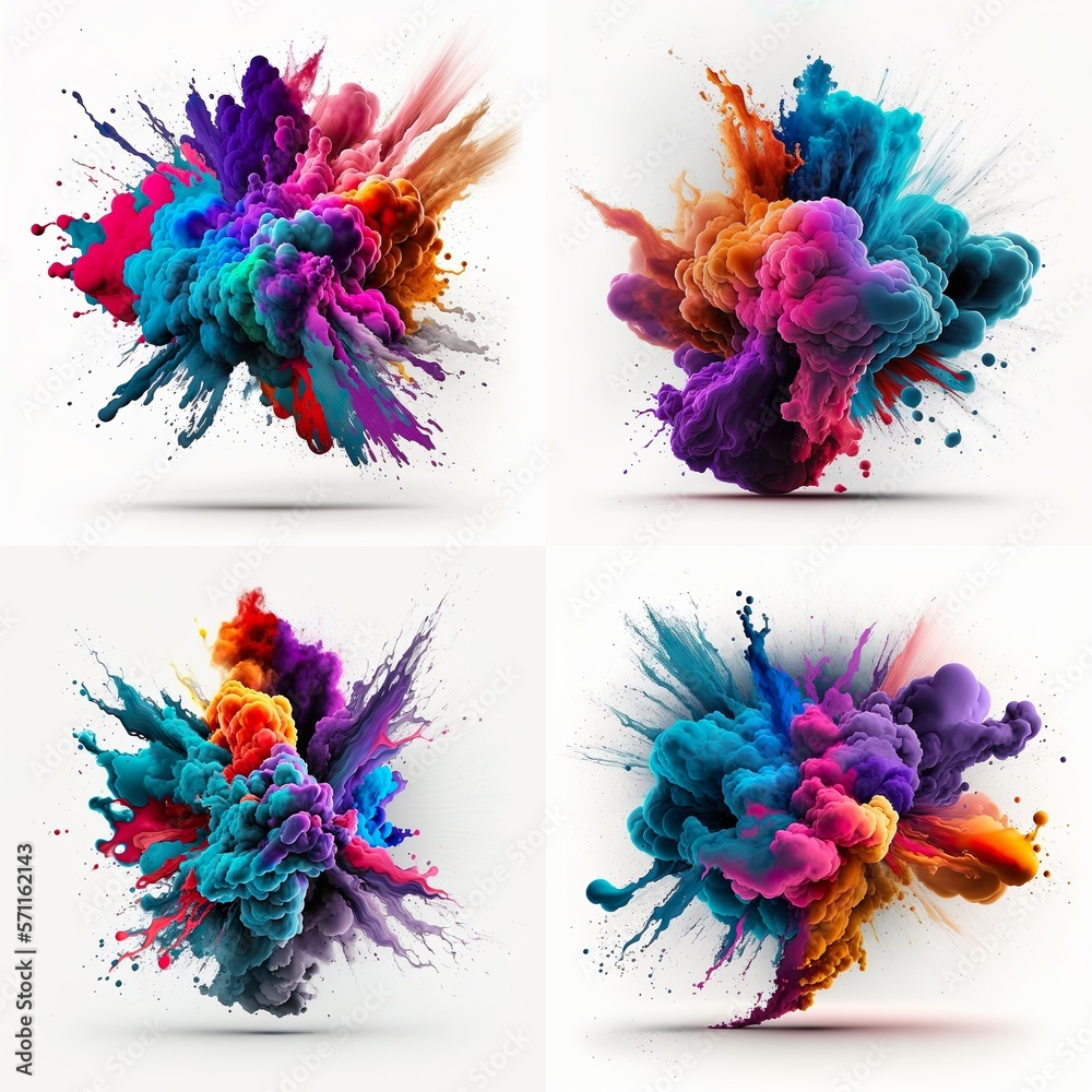 Abstract Colorful Smoke explode, Beautiful Colorful Smoke Explosion Created with Generative AI technology